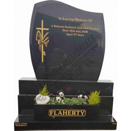 05 Large C1 Shape Headstone With Base, Sub Base, Plinth and Flower Box Code - Dublin Headstones - Glasnevin - Balgriffin - Fingal - Dardistown - Kelly Cowin Memorials