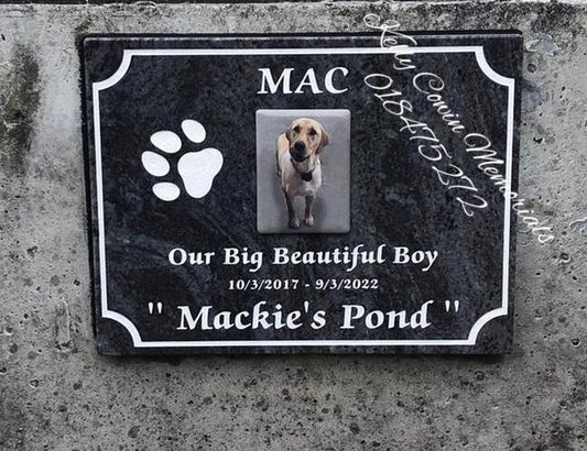 "Dog" Small Rectangle Granite Plaque 001 - Dublin Headstones - Glasnevin - Balgriffin - Fingal - Dardistown -  Kelly Cowin Memorials