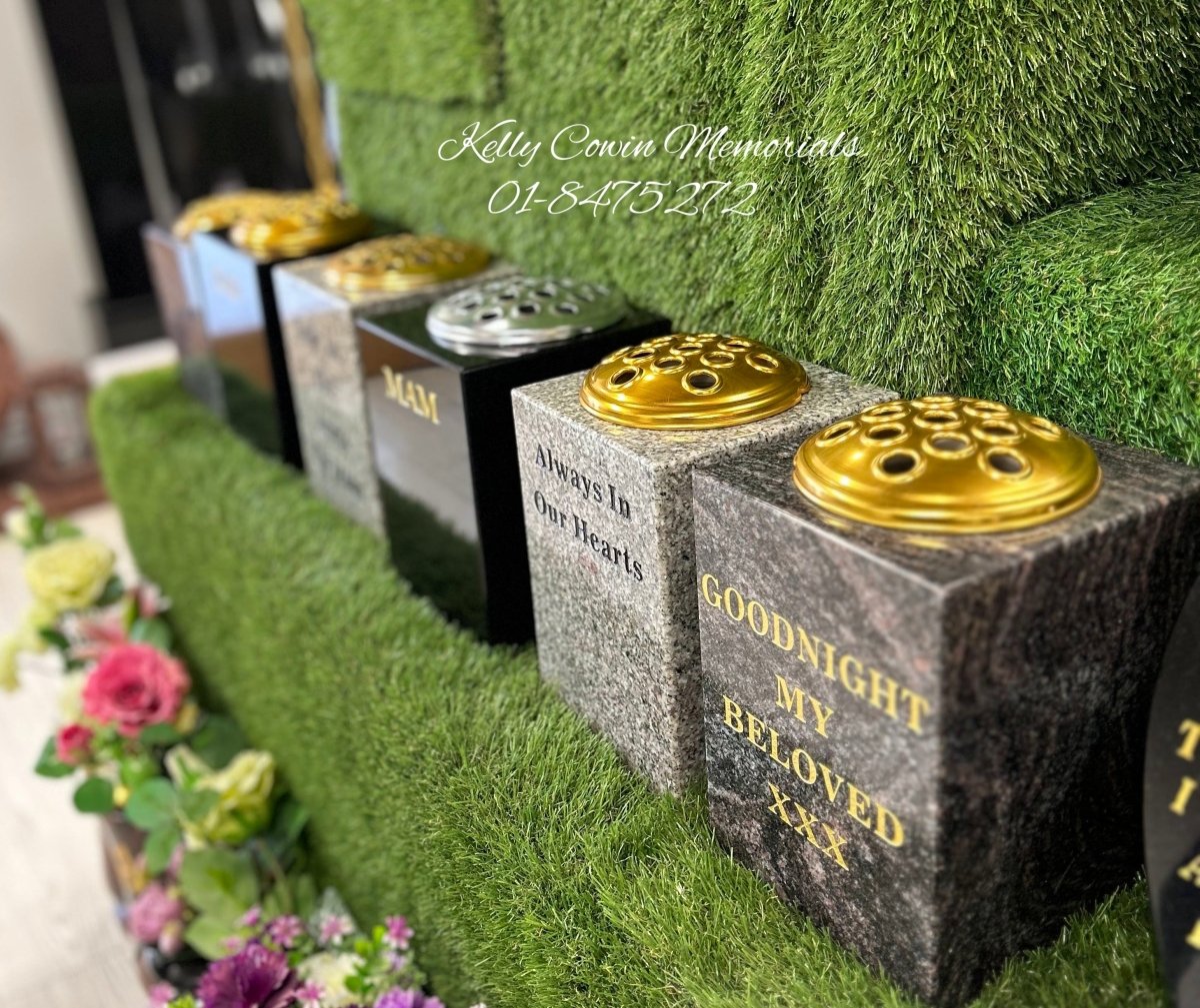 GO059 - Granite Square Vase - Kelly Cowin Memorials