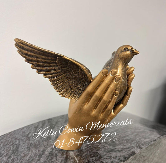S026 - Bronze Dove In Hands