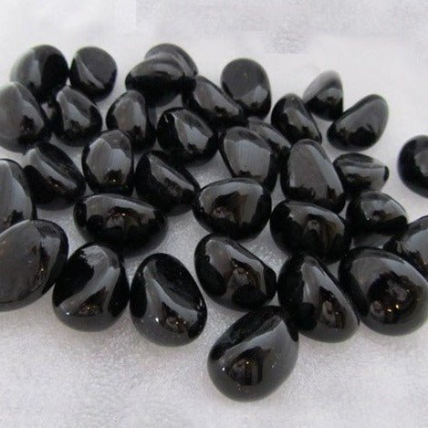 GC031 - Black Glass Pebbles - Kelly Cowin Memorials
