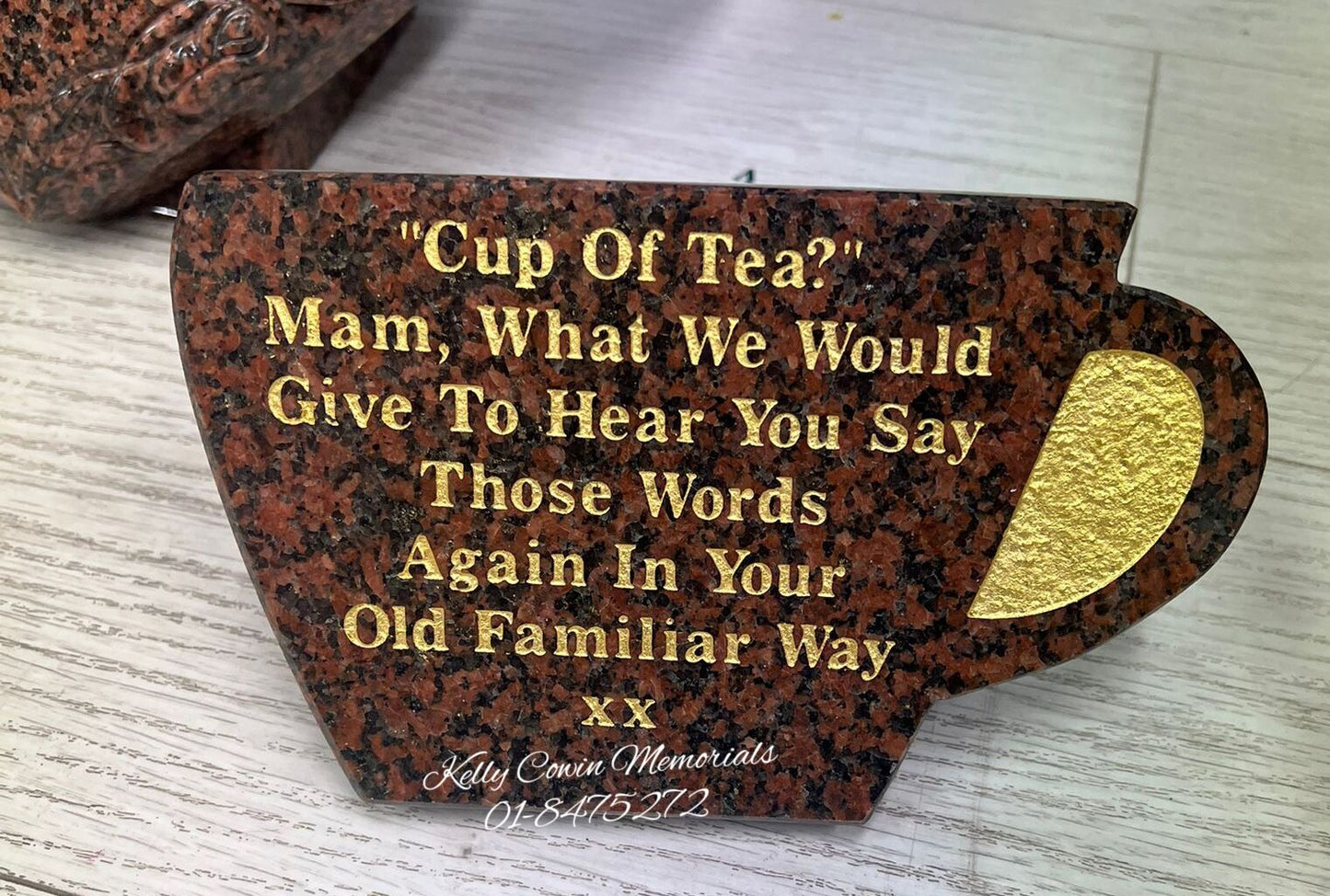 "Mam" Cup Of Tea Plaque 001 - Dublin Headstones - Glasnevin - Balgriffin - Fingal - Dardistown - Kelly Cowin Memorials