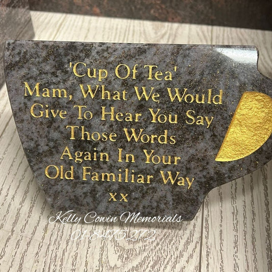 "Mam" Cup Of Tea Plaque 001 - Dublin Headstones - Glasnevin - Balgriffin - Fingal - Dardistown -  Kelly Cowin Memorials