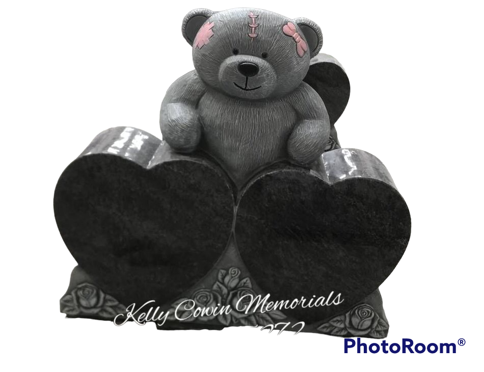 H073 - Granite Bear Heart Headstone