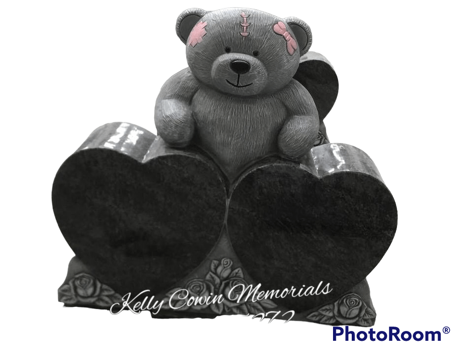 H073 - Granite Bear Heart Headstone - Kelly Cowin Memorials