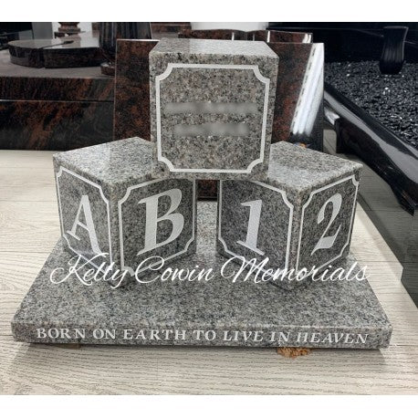 Granite Baby Blocks Grave Accessory 001 - Dublin Headstones - Glasnevin - Balgriffin - Fingal - Dardistown -  Kelly Cowin Memorials
