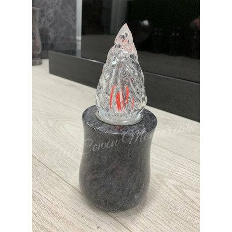 Glass Battery operated Candle Light with Granite Base 002 - Dublin Headstones - Glasnevin - Balgriffin - Fingal - Dardistown -  Kelly Cowin Memorials