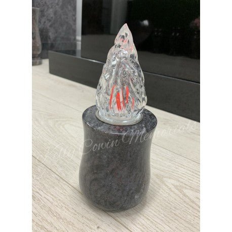 L003 - Glass Battery Operated Candle Light With Granite Base - Kelly Cowin Memorials