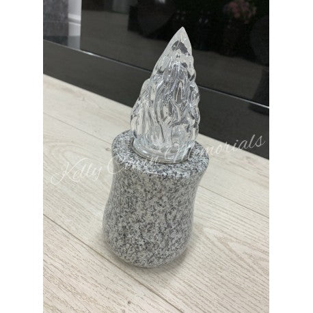 Glass Battery operated Candle Light with Granite Base 004 - Dublin Headstones - Glasnevin - Balgriffin - Fingal - Dardistown -  Kelly Cowin Memorials