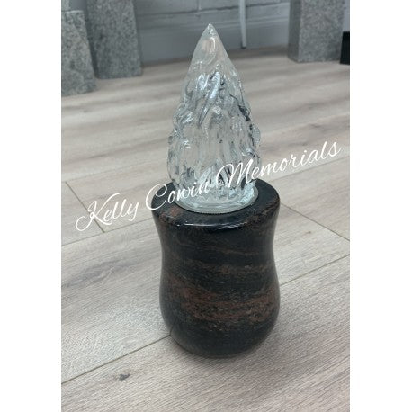 Glass Battery operated Candle Light with Granite Base 003 - Dublin Headstones - Glasnevin - Balgriffin - Fingal - Dardistown -  Kelly Cowin Memorials