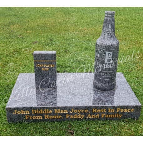 Bulmers & Smokes On Plinth - Dublin Headstones - Glasnevin - Balgriffin - Fingal - Dardistown - Kelly Cowin Memorials