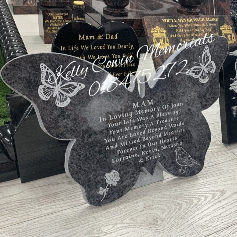 "Mam" Butterfly Plaque 002 - Dublin Headstones - Glasnevin - Balgriffin - Fingal - Dardistown - Kelly Cowin Memorials