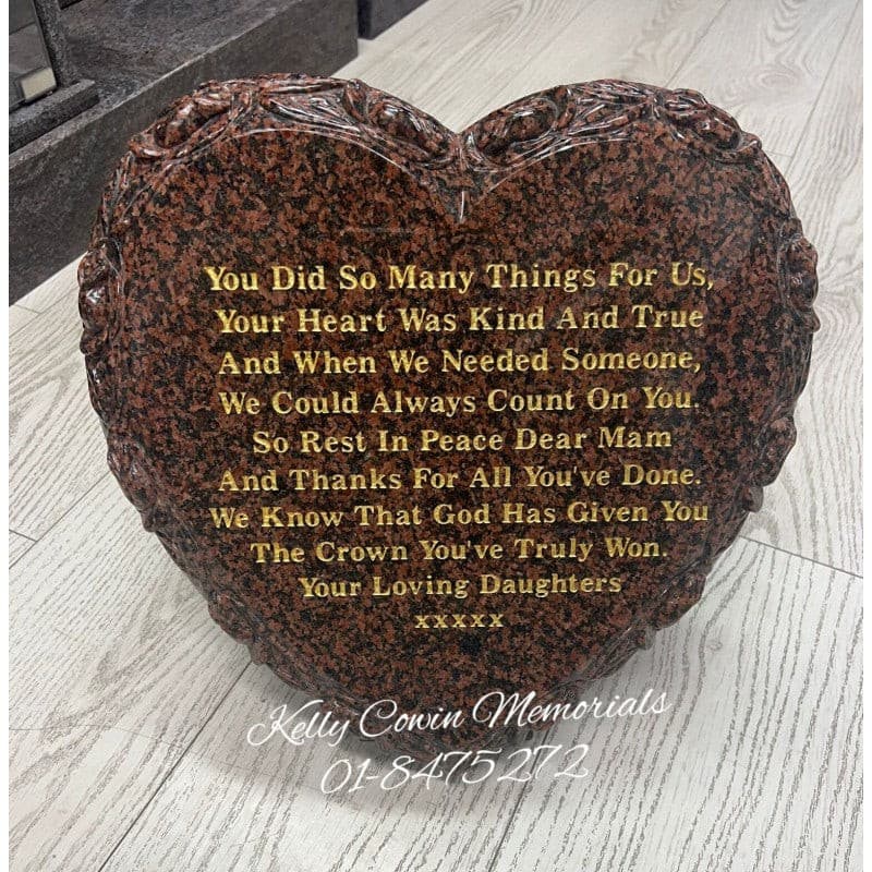 Carved Rose Heart Plaque 001 - Dublin Headstones - Glasnevin - Balgriffin - Fingal - Dardistown - Kelly Cowin Memorials