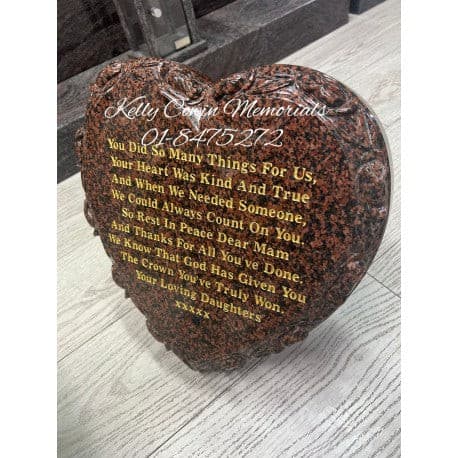 Carved Rose Heart Plaque 001 - Dublin Headstones - Glasnevin - Balgriffin - Fingal - Dardistown - Kelly Cowin Memorials
