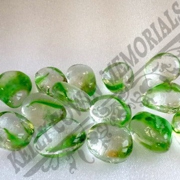 Clear Green Glass Pebbles - Dublin Headstones - Glasnevin - Balgriffin - Fingal - Dardistown -  Kelly Cowin Memorials