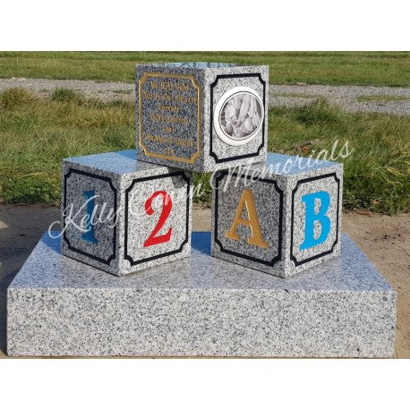 Granite Baby Blocks Grave Accessory 003 - Dublin Headstones - Glasnevin - Balgriffin - Fingal - Dardistown -  Kelly Cowin Memorials