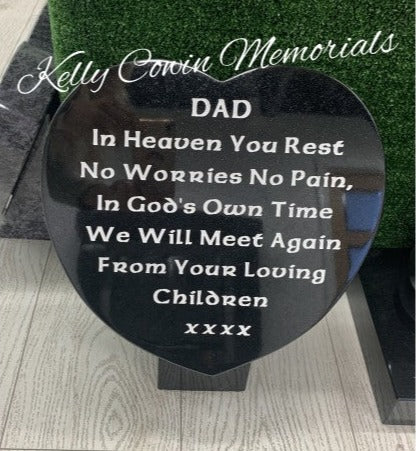 "Dad" Carved Rose Heart Plaque 001 - Dublin Headstones - Glasnevin - Balgriffin - Fingal - Dardistown - Kelly Cowin Memorials