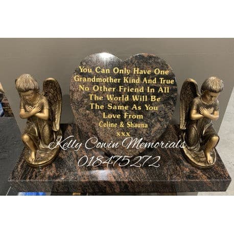 Carved Rose Heart & Statues On Plinth 001 - Dublin Headstones - Glasnevin - Balgriffin - Fingal - Dardistown - Kelly Cowin Memorials