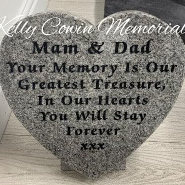"Mam and Dad" Carved Rose Heart Plaque 001 - Dublin Headstones - Glasnevin - Balgriffin - Fingal - Dardistown -  Kelly Cowin Memorials