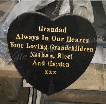 "Grandad" Carved Rose Heart Plaque 001 - Dublin Headstones - Glasnevin - Balgriffin - Fingal - Dardistown -  Kelly Cowin Memorials