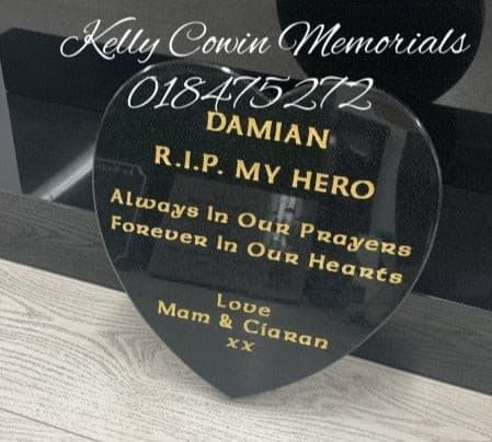 Carved Rose Heart Plaque 006 - Dublin Headstones - Glasnevin - Balgriffin - Fingal - Dardistown -  Kelly Cowin Memorials