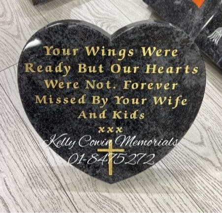 Carved Rose Heart Plaque 007 - Dublin Headstones - Glasnevin - Balgriffin - Fingal - Dardistown - Kelly Cowin Memorials