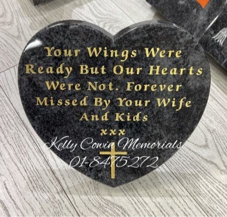 Carved Rose Heart Plaque 007 - Dublin Headstones - Glasnevin - Balgriffin - Fingal - Dardistown -  Kelly Cowin Memorials