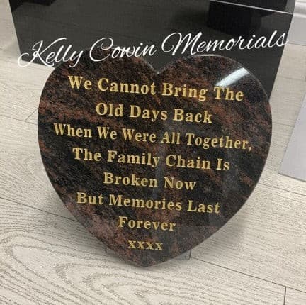 Carved Rose Heart Plaque 008 - Dublin Headstones - Glasnevin - Balgriffin - Fingal - Dardistown -  Kelly Cowin Memorials