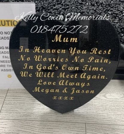 "Mum" Carved Rose Heart Plaque 001 - Dublin Headstones - Glasnevin - Balgriffin - Fingal - Dardistown -  Kelly Cowin Memorials