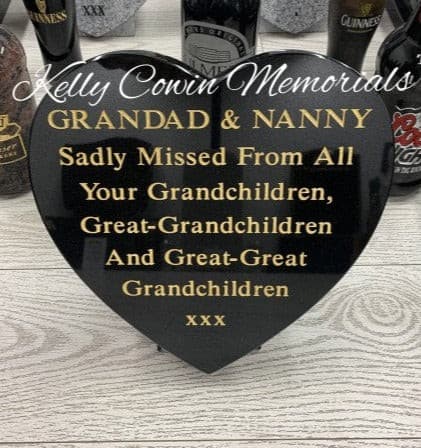 "Nanny and Grandad" Carved Rose Heart Plaque 002 - Dublin Headstones - Glasnevin - Balgriffin - Fingal - Dardistown - Kelly Cowin Memorials
