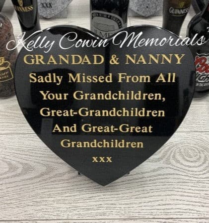 "Nanny and Grandad" Carved Rose Heart Plaque 002 - Dublin Headstones - Glasnevin - Balgriffin - Fingal - Dardistown -  Kelly Cowin Memorials