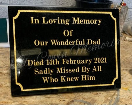 "Dad" Granite Plaque 001 - Dublin Headstones - Glasnevin - Balgriffin - Fingal - Dardistown - Kelly Cowin Memorials