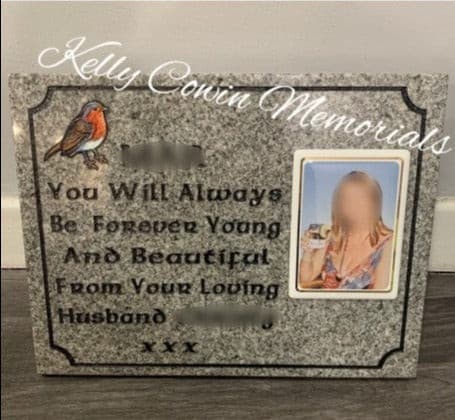 Granite Plaque With Engraved Robin 001 - Dublin Headstones - Glasnevin - Balgriffin - Fingal - Dardistown - Kelly Cowin Memorials
