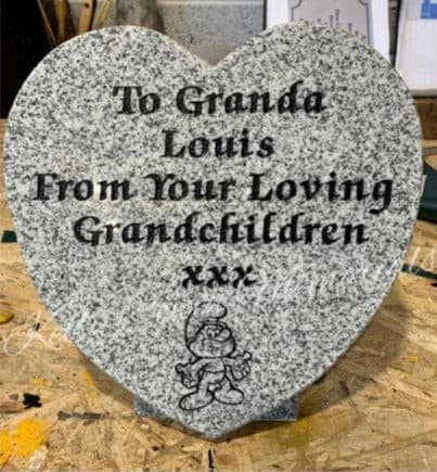 "Grandad" Carved Rose Heart Plaque 002 - Dublin Headstones - Glasnevin - Balgriffin - Fingal - Dardistown -  Kelly Cowin Memorials