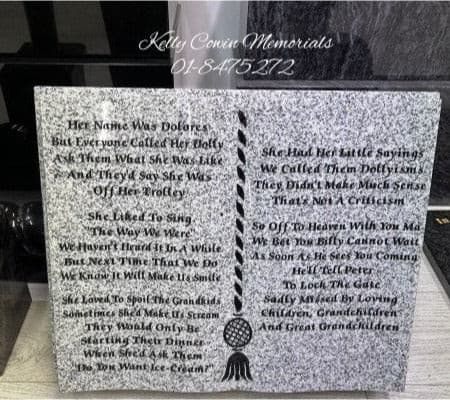 Granite Book Plaque 001 - Dublin Headstones - Glasnevin - Balgriffin - Fingal - Dardistown - Kelly Cowin Memorials