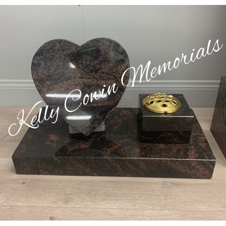 Carved Rose Heart & Vase On Plinth 005 - Dublin Headstones - Glasnevin - Balgriffin - Fingal - Dardistown -  Kelly Cowin Memorials
