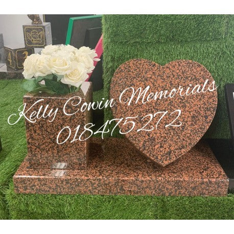 Carved Rose Heart & Vase On Plinth 008 - Dublin Headstones - Glasnevin - Balgriffin - Fingal - Dardistown -  Kelly Cowin Memorials