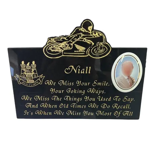 Motorbike Plaque 001 - Dublin Headstones - Glasnevin - Balgriffin - Fingal - Dardistown - Kelly Cowin Memorials