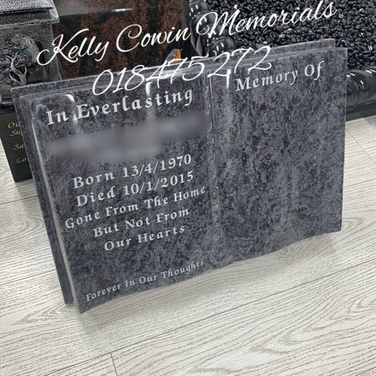 Granite Book Plaque 005 - Dublin Headstones - Glasnevin - Balgriffin - Fingal - Dardistown -  Kelly Cowin Memorials