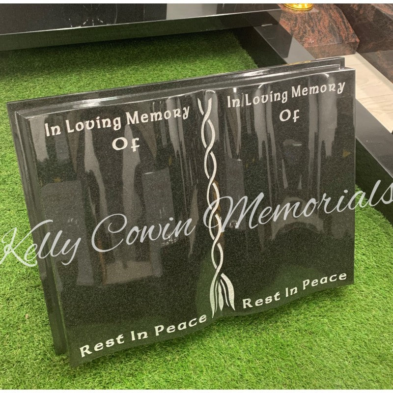 Granite Book Plaque 011 - Dublin Headstones - Glasnevin - Balgriffin - Fingal - Dardistown -  Kelly Cowin Memorials