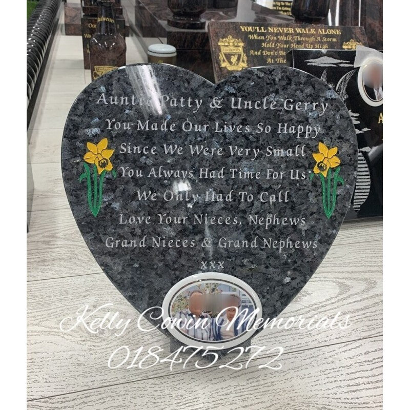 Large Granite Heart & Photo - Dublin Headstones - Glasnevin - Balgriffin - Fingal - Dardistown - Kelly Cowin Memorials