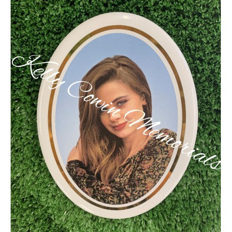 Oval Ceramic Photo - Dublin Headstones - Glasnevin - Balgriffin - Fingal - Dardistown - Kelly Cowin Memorials