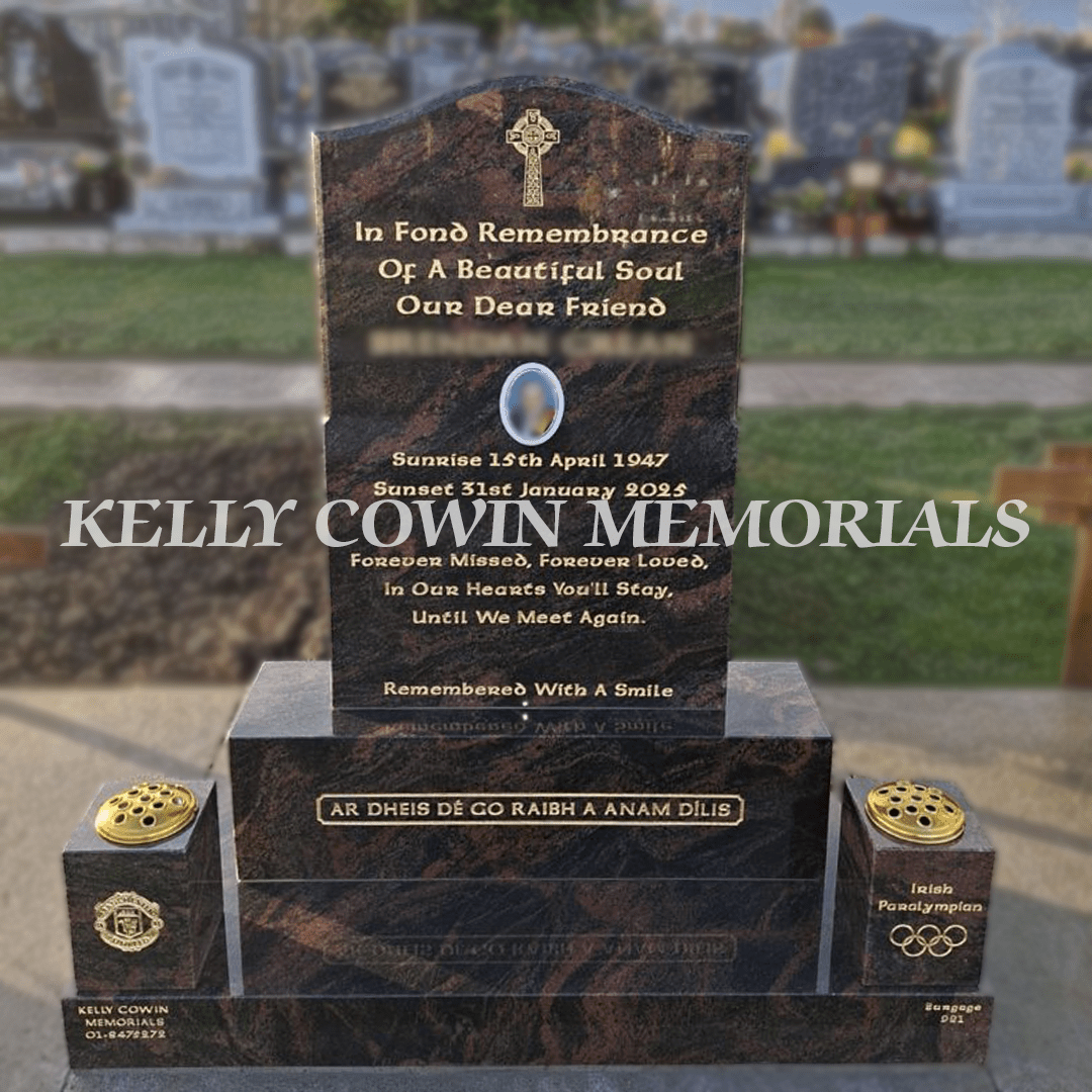 Pandora OG Headstone with Gold Inscription & Photo – Balgriffin Cemetery - Kelly Cowin Memorials