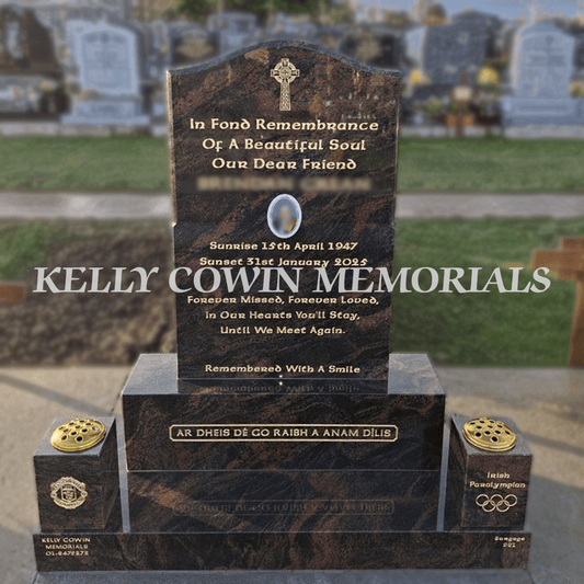Pandora OG Headstone with Gold Inscription & Photo – Balgriffin Cemetery - Kelly Cowin Memorials