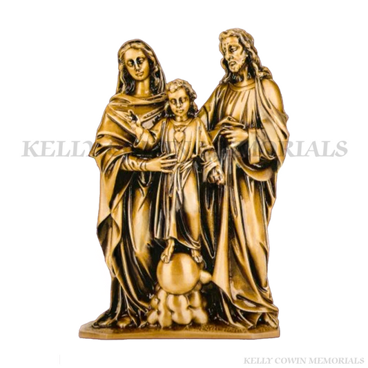 Bronze Holy Family religious statue for graves and memorials in Dublin, Glasnevin, Balgriffin, Fingal, and Dardistown — handcrafted by Kelly Cowin Memorials.