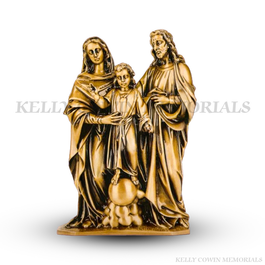 Bronze Holy Family religious statue for graves and memorials in Dublin, Glasnevin, Balgriffin, Fingal, and Dardistown — handcrafted by Kelly Cowin Memorials.