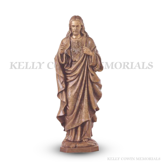 Bronze Jesus statue for graves and memorials in Dublin, Glasnevin, Balgriffin, Fingal, and Dardistown — handcrafted by Kelly Cowin Memorials.