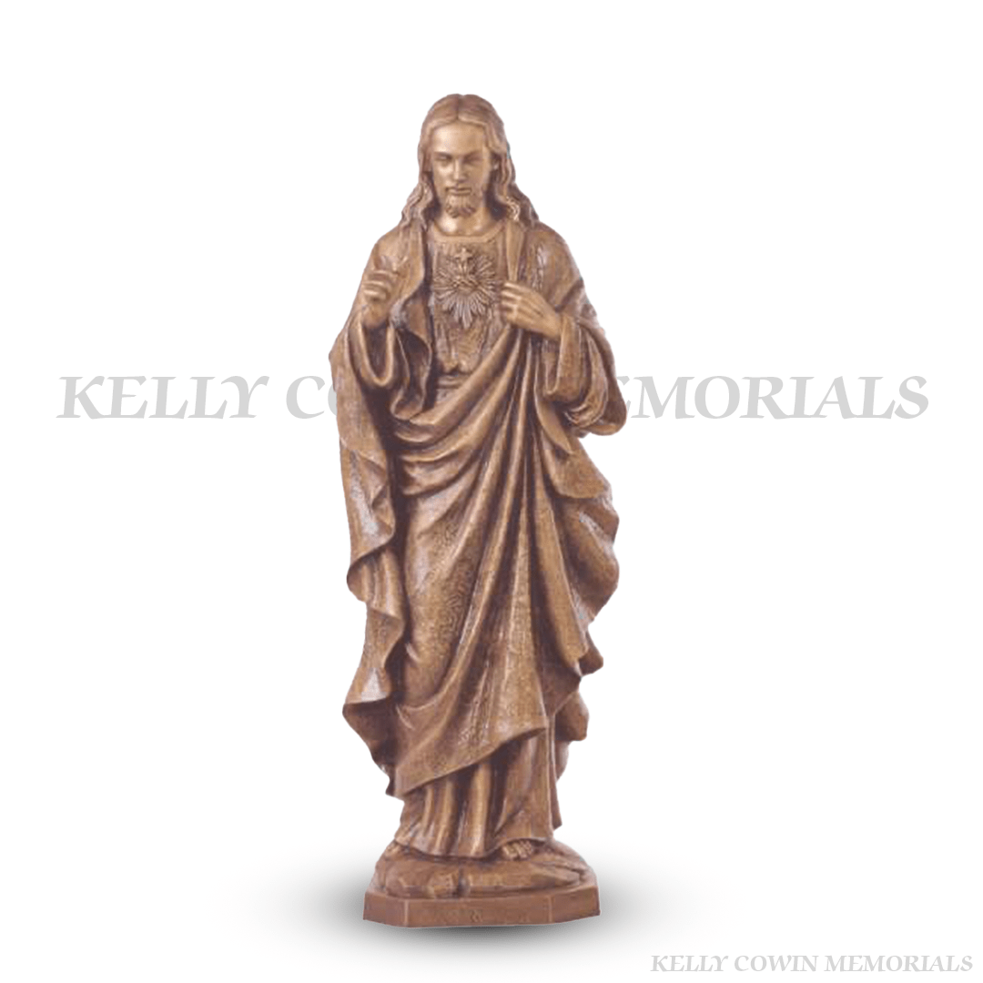 Sacred Heart of Jesus bronze memorial statue for grave and headstone in Ireland