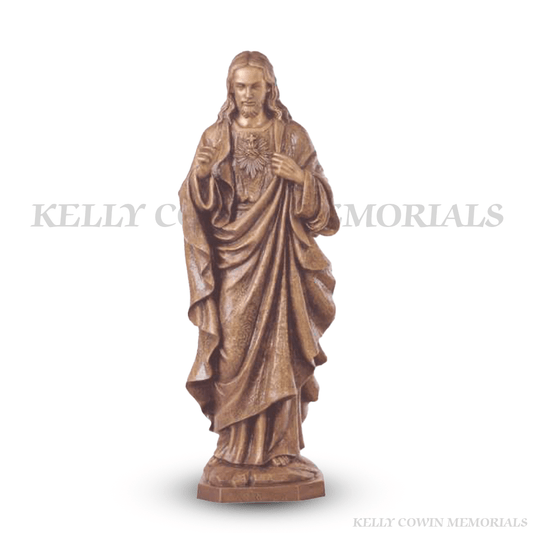 Sacred Heart of Jesus bronze memorial statue for grave and headstone in Ireland
