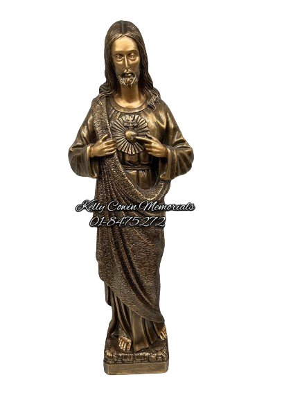 S049- Flat Back Sacred Heart Statue